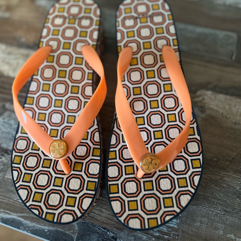 Tory Burch wedge flip flops